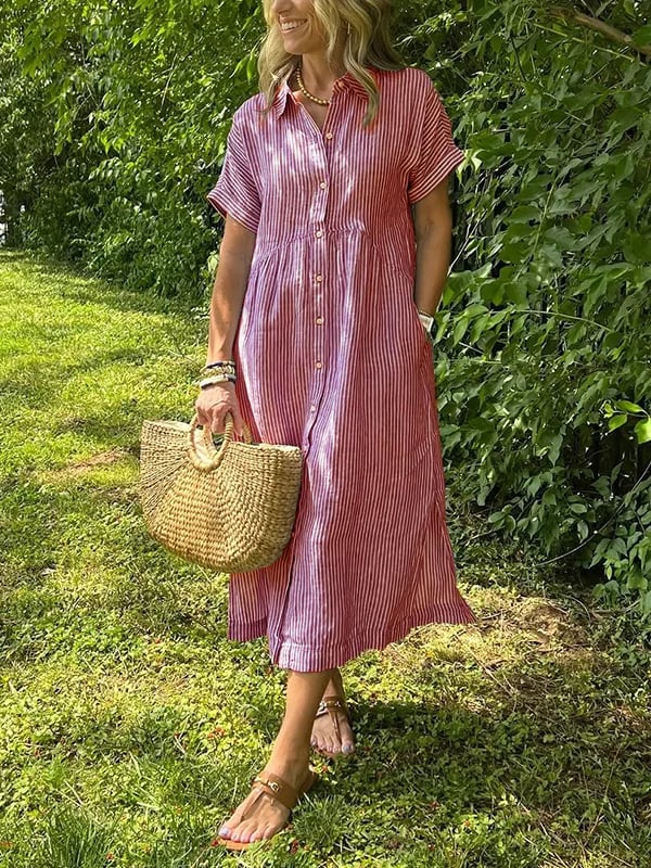 Cassandra | Striped Shirt Dress