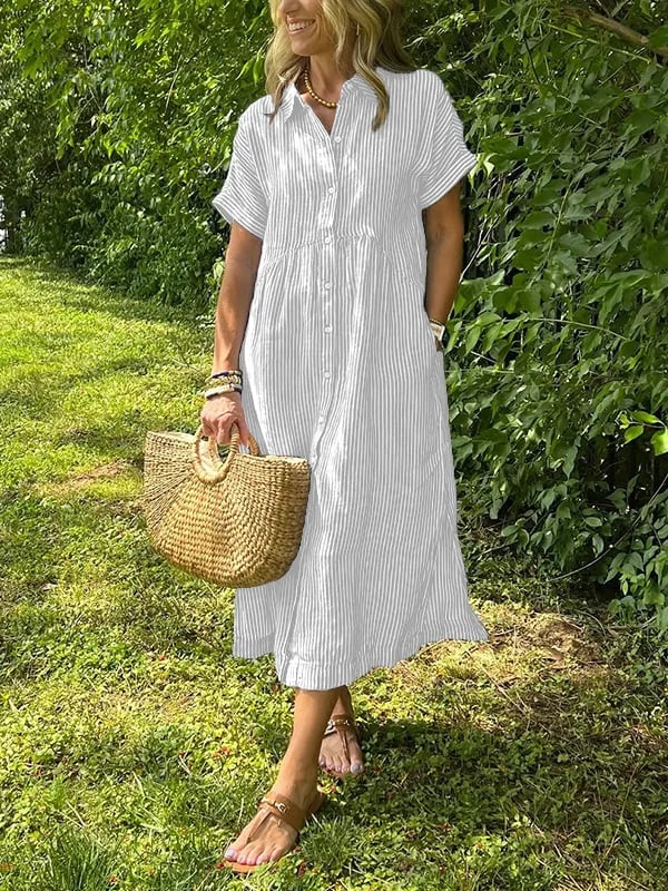 Cassandra | Striped Shirt Dress