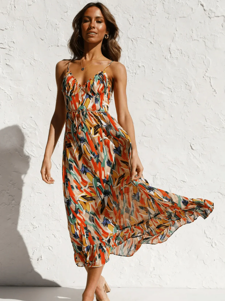 Chiara | Midi Dress in Painterly Colour