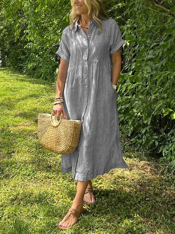 Cassandra | Striped Shirt Dress