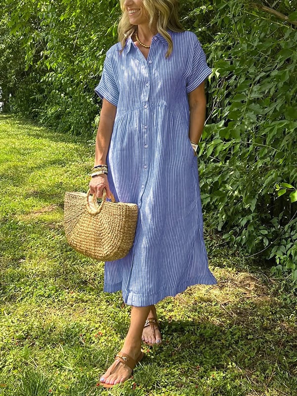 Cassandra | Striped Shirt Dress