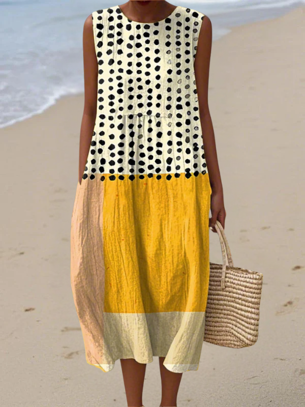Cecilia | Polka Colourblock Midi Dress
