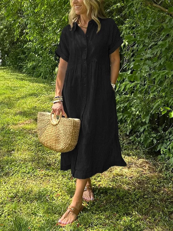 Cassandra | Striped Shirt Dress