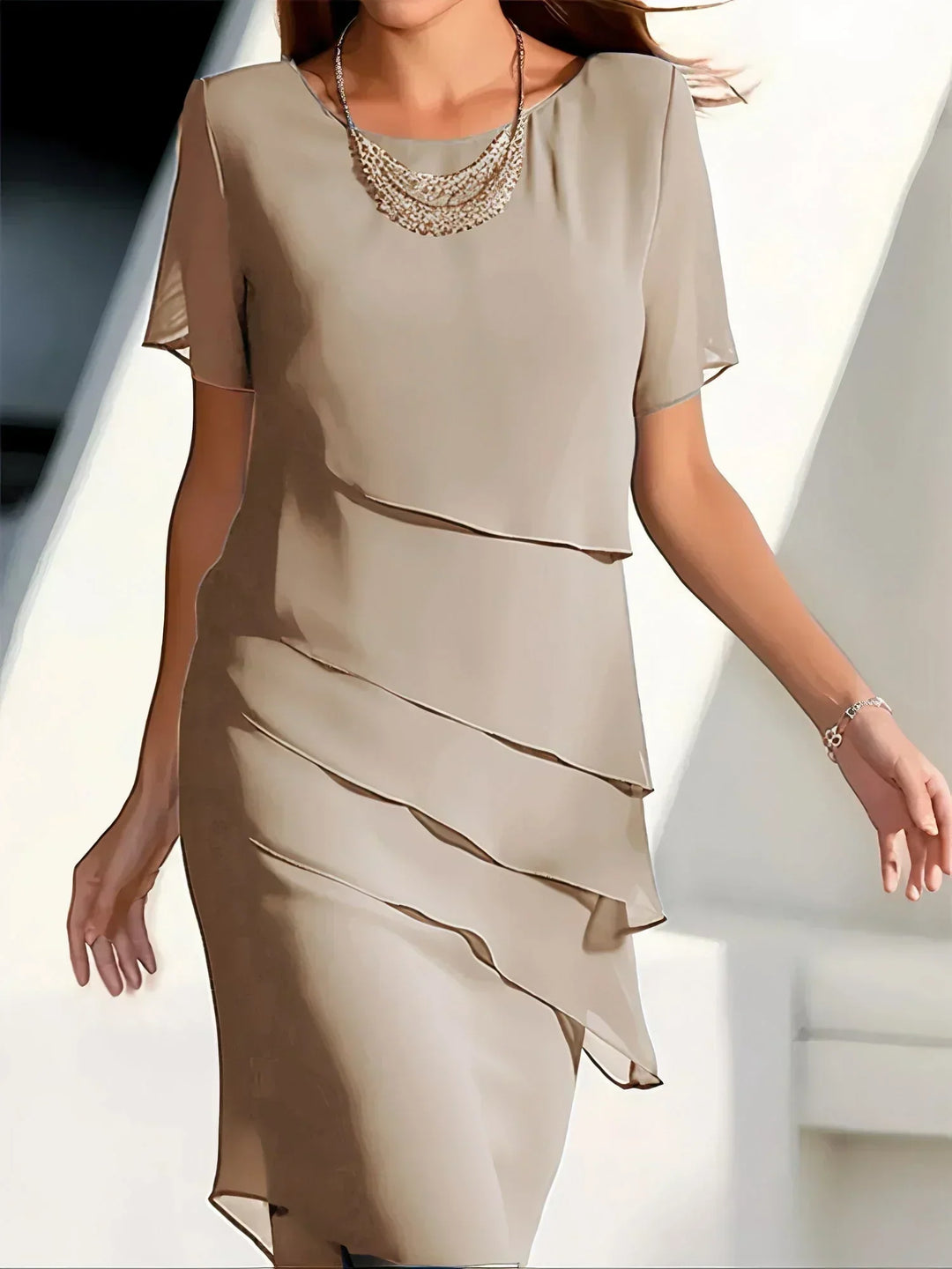 Monica | Tiered Short Sleeve Midi Dress
