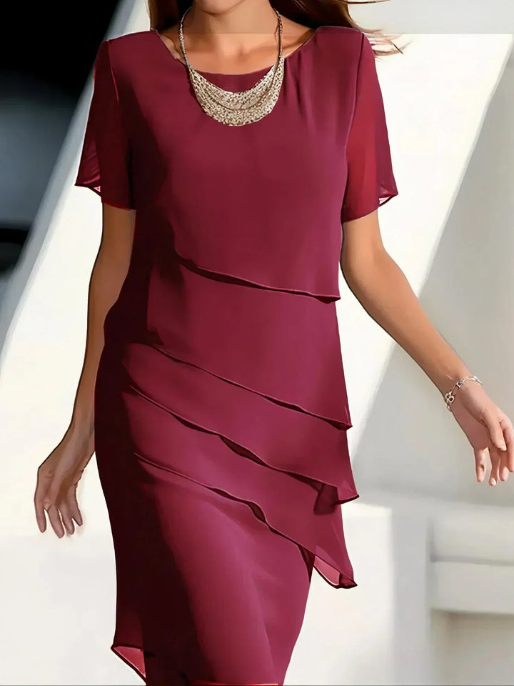 Monica | Tiered Short Sleeve Midi Dress