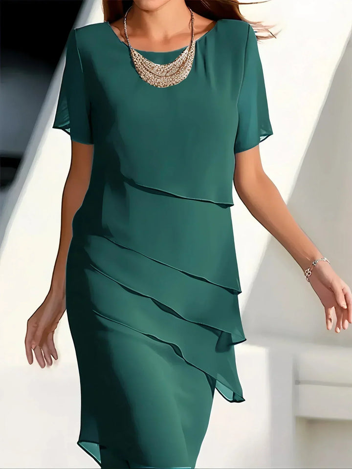 Monica | Tiered Short Sleeve Midi Dress