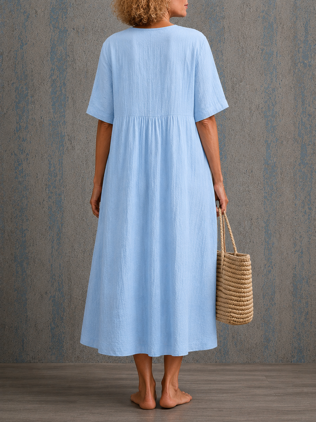 Delphine | Half Sleeve Linen Dress