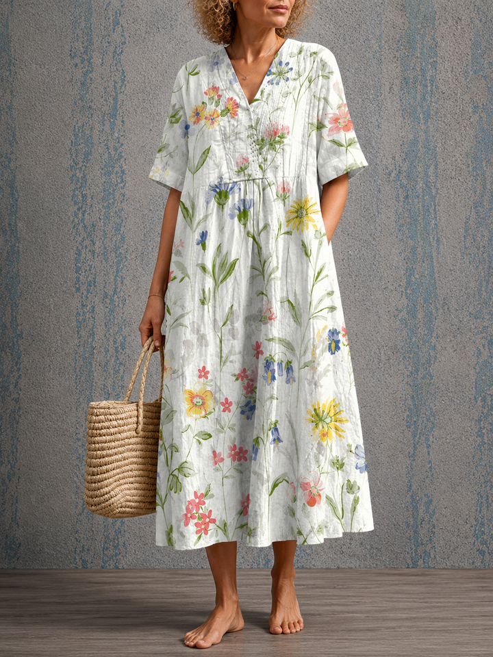 Louisa | Half Sleeve Linen Dress
