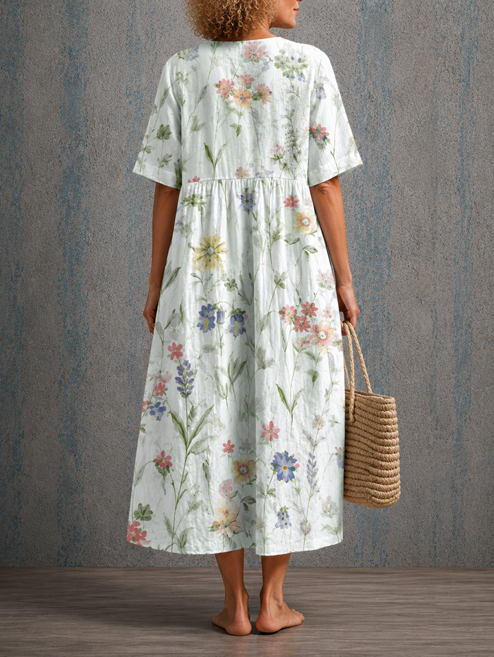 Louisa | Half Sleeve Linen Dress