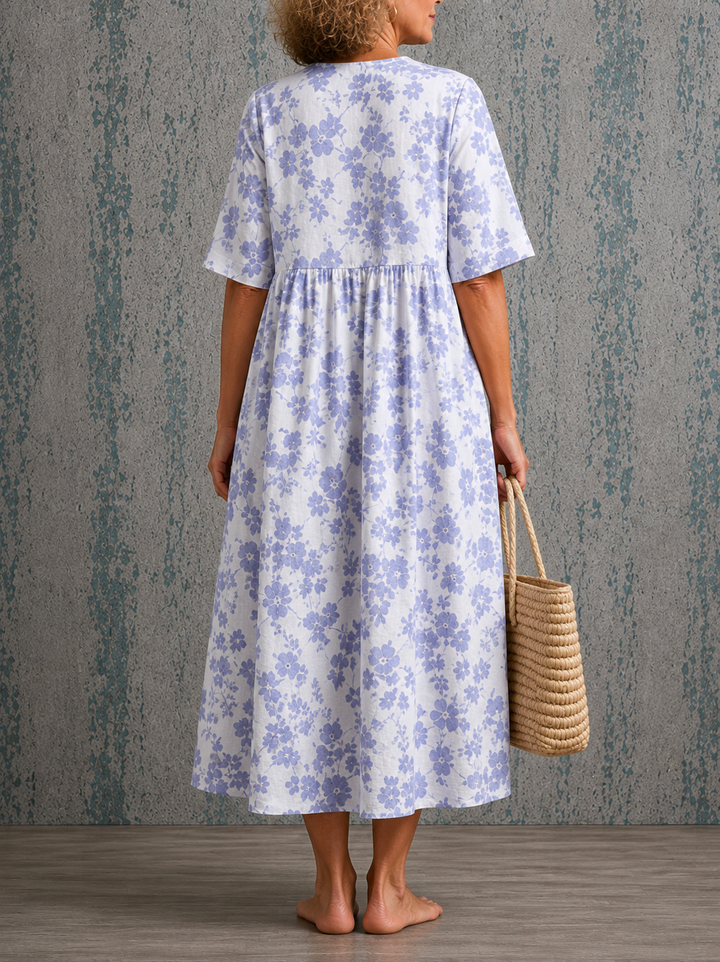 Janice | Half Sleeve Linen Dress