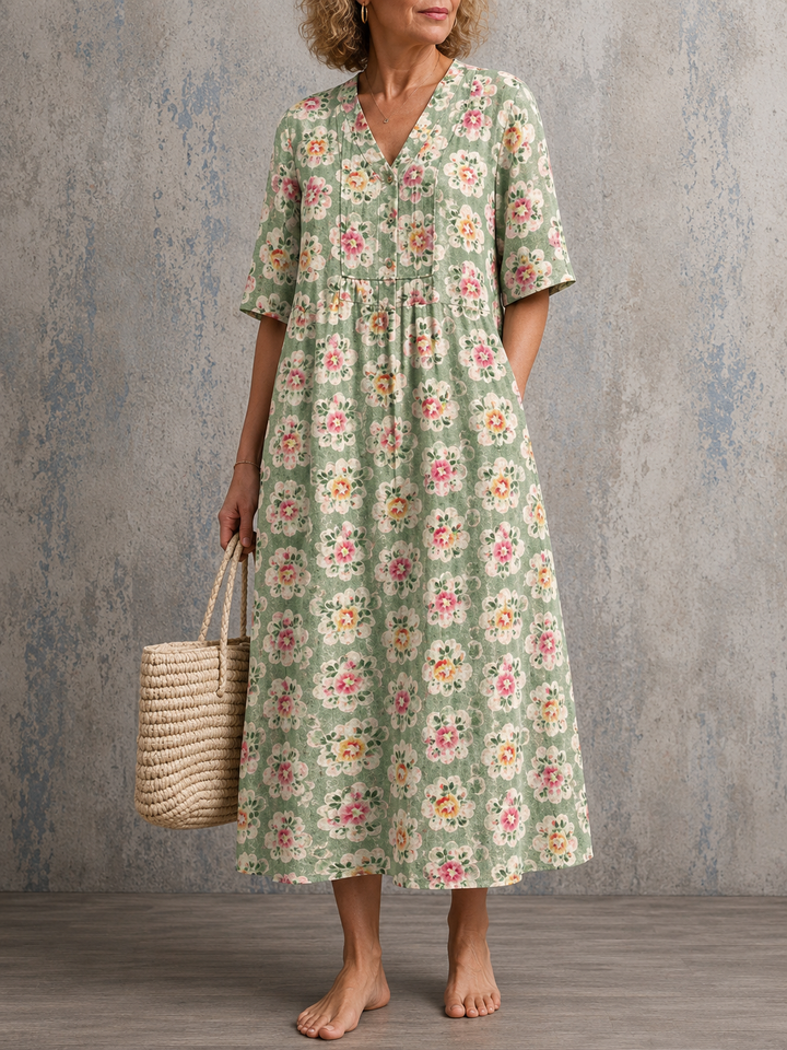 Brenda | Half Sleeve Linen Dress