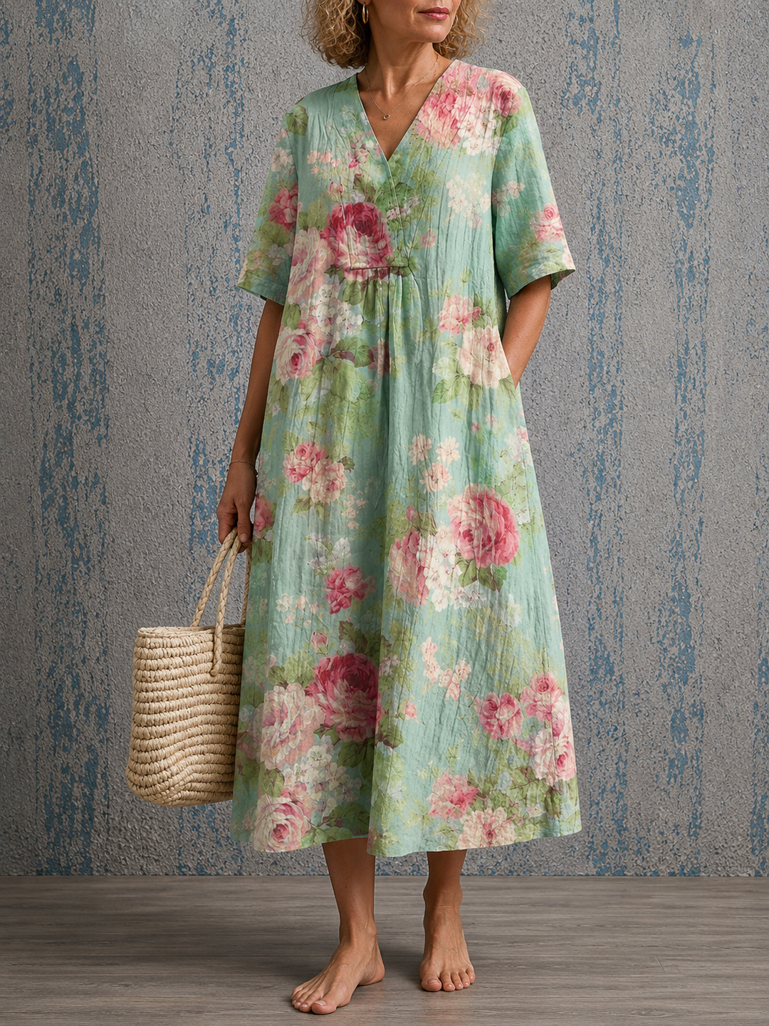 Cynthia | Half Sleeve Linen Dress