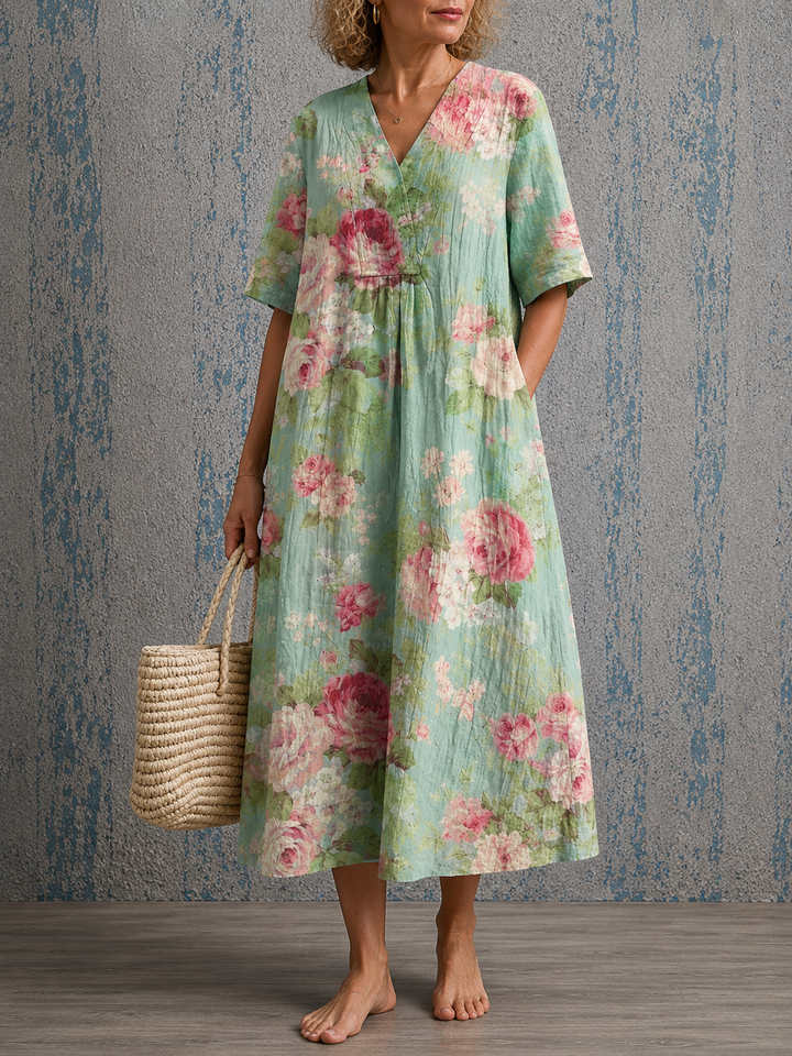 Cynthia | Half Sleeve Linen Dress