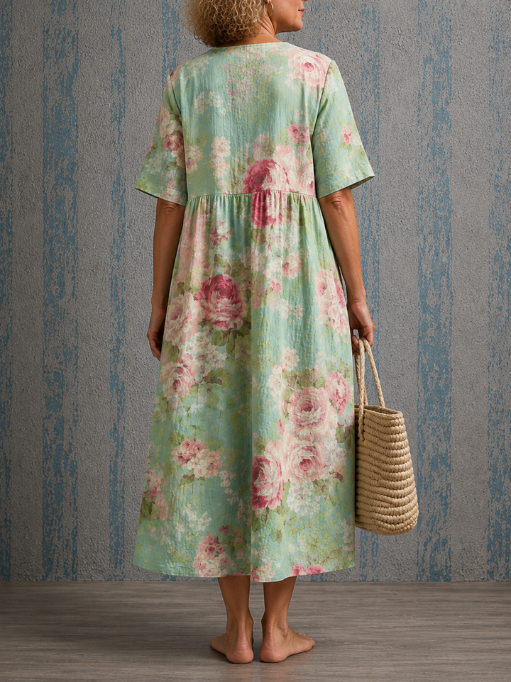 Cynthia | Half Sleeve Linen Dress