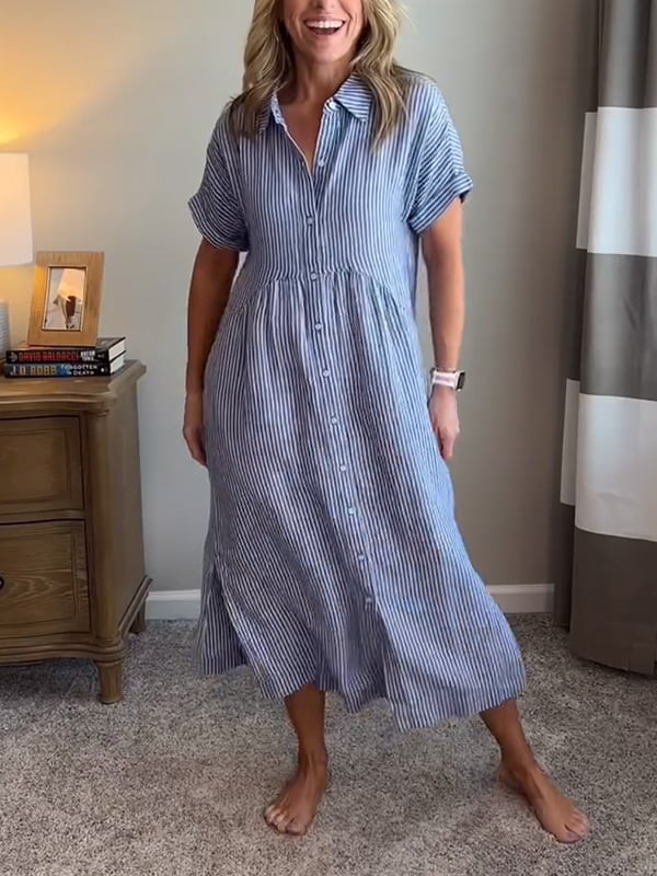Cassandra | Striped Shirt Dress