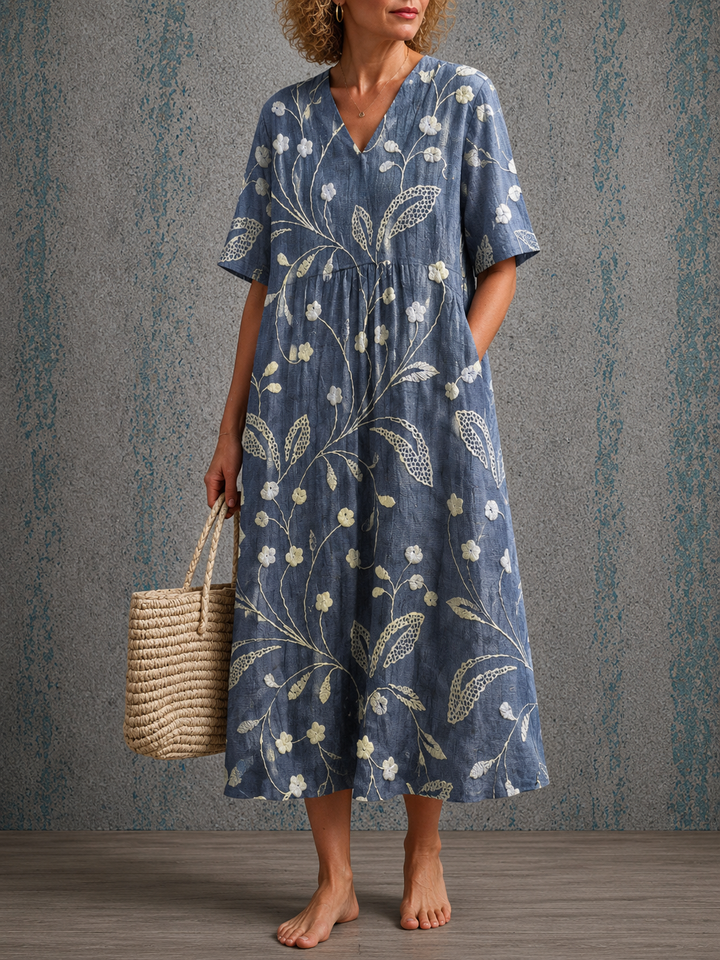 Diane | Half Sleeve Linen Dress