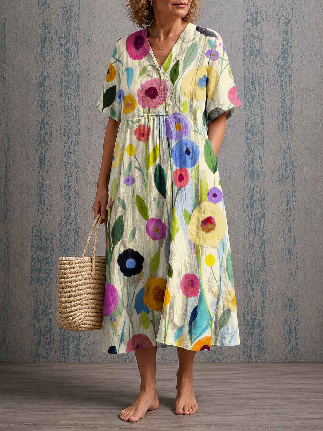 Rosalie | Half Sleeve Linen Dress