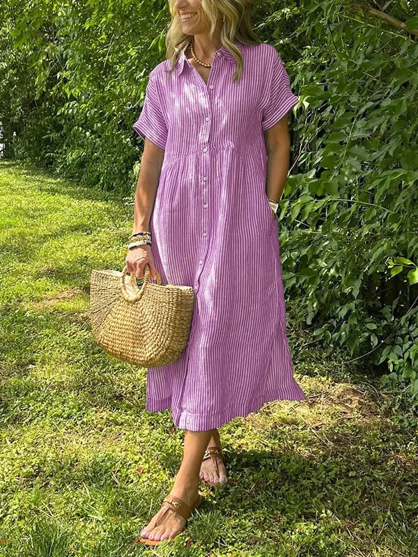 Cassandra | Striped Shirt Dress