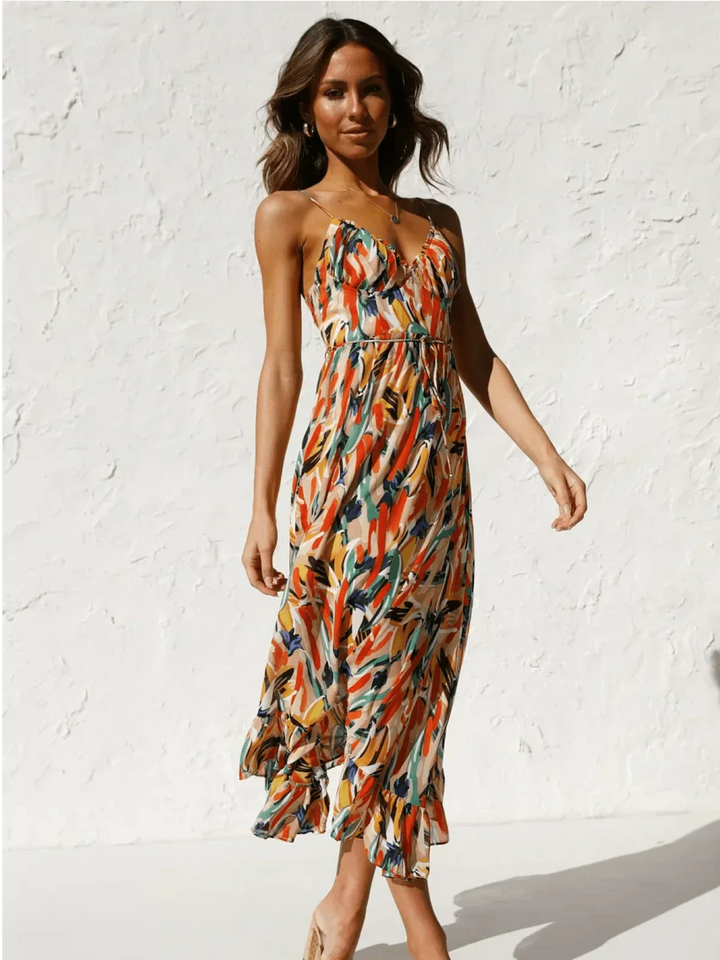 Chiara | Midi Dress in Painterly Colour