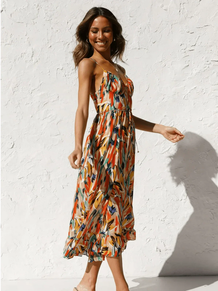 Chiara | Midi Dress in Painterly Colour