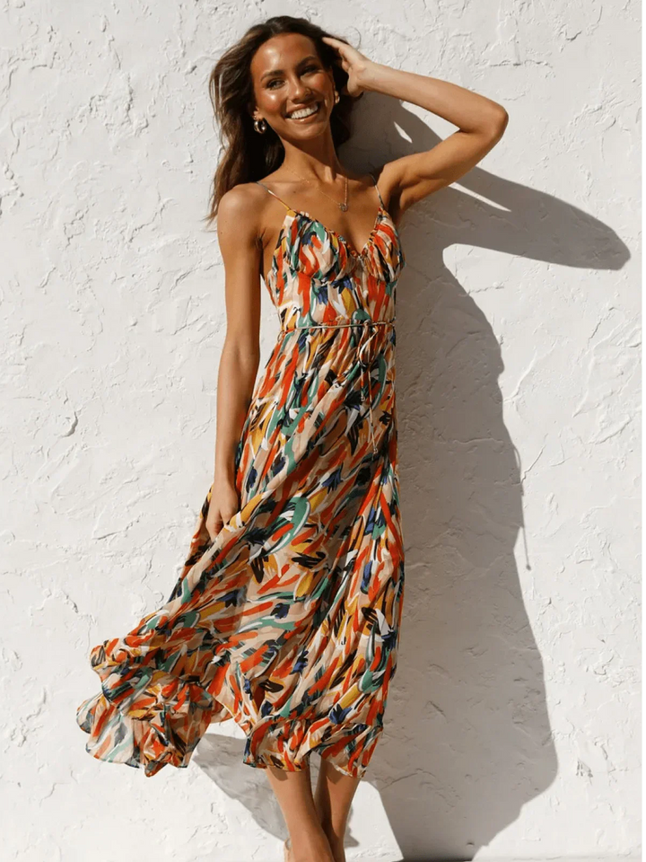 Chiara | Midi Dress in Painterly Colour
