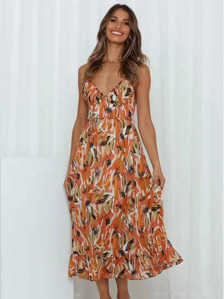 Chiara | Midi Dress in Painterly Colour