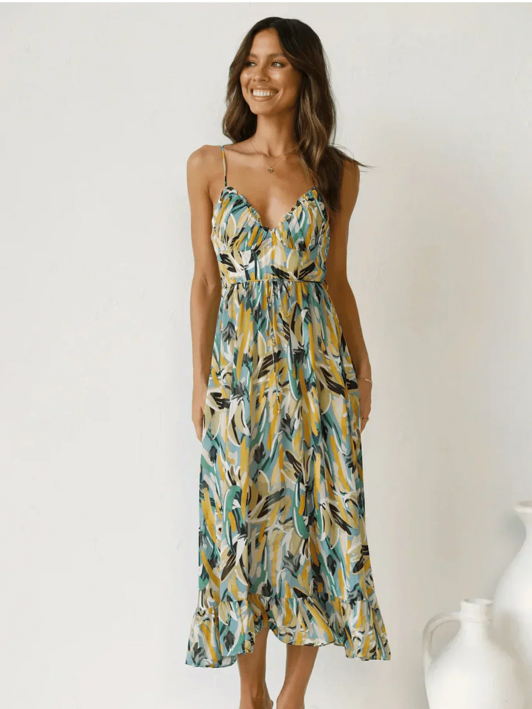 Chiara | Midi Dress in Painterly Colour