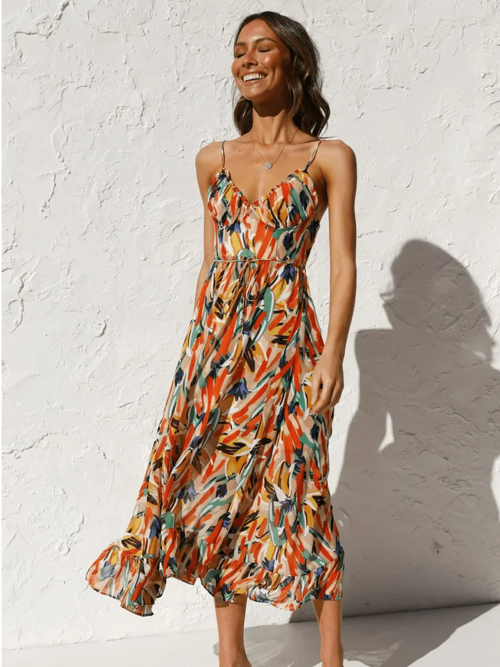 Chiara | Midi Dress in Painterly Colour