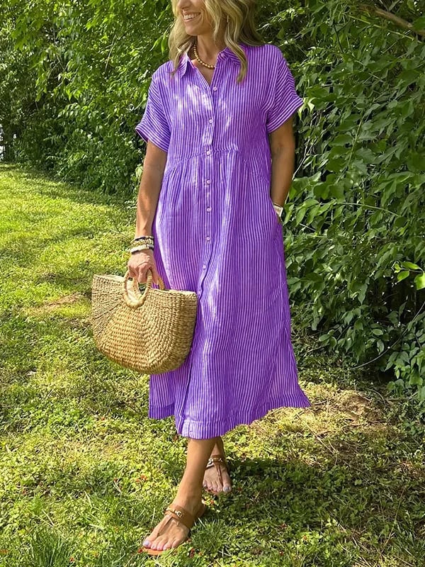 Cassandra | Striped Shirt Dress