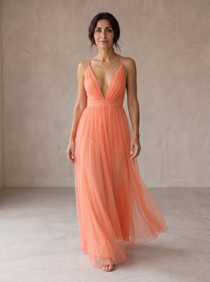 Geneva | Coral Light Maxi Dress